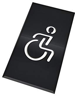 DOJA Barcelona | Acrylique Symbole de Toilette Adhesif | Handicape | Couleur Noir | 180mm x 100mm | Pictogramme de Porte | Signe de Porte Salle de Bain, Deco Toilette, Bureau, Restaurant