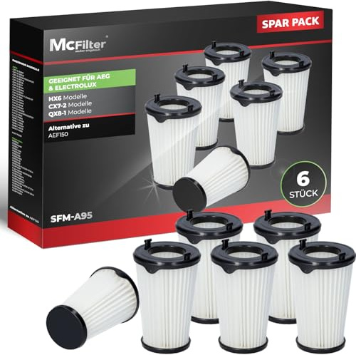 McFilter I 6x filtri compatibili per AEG CX7 QX8 MX7-7000 Sostituzione del filtro HEPA AEF150 Ergorapido Animal Flexibility Animal Power CX7-2-45 CX7-2-i360 CX7-2-s360