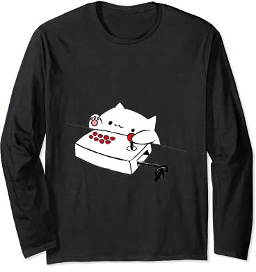 Lustiges Bongo-Katzen-T-Shirt Lustig Niedlich Gamer Meme Cat Tee Langarmshirt