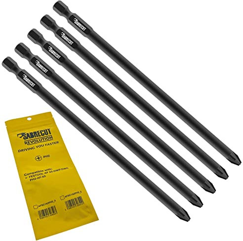 5 x SabreCut AFSC152PH2_5 152mm PH2 for Festool AF 55-DWP/DWC PH2-AF-55 Autofeed Collated Drywall Screwdriver Gun Bit Single Ended Phillips No.2 Heavy Duty