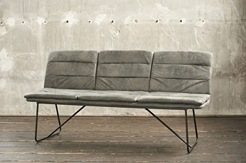 KAWOLA Sitzbank Esszimmer mit Lehne 180cm Vince Esszimmerbank mit Rückenlehne | Küchenbank Gepolstert | Moderne Bank für Esszimmer | Modernes Design in Grau