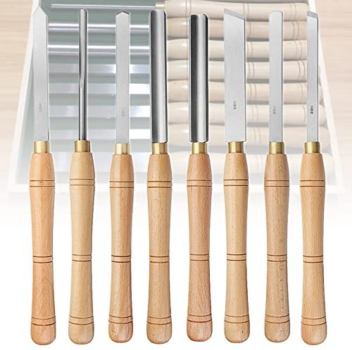Holz Drechseleisen Werkzeuge Set, 8 Stücke HSS Drehmaschine Meißel, Hochgeschwindigkeitsstahl Meißel Holzbearbeitung Mit Holzkiste Für Lagerung Für Profis Oder Hobbyisten