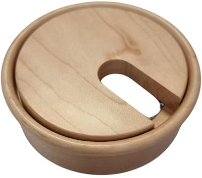 Gedotec Kabeldurchführung Buche Holz lackiert - Kabeldose Bohr-Ø 80 mm - Kabeldurchführung Schreibtisch zum Eindrücken in Arbeitsplatte - Kabeldurchlass PLAIN zweiteilig, 1 Stück runde Kabeldurchlässe