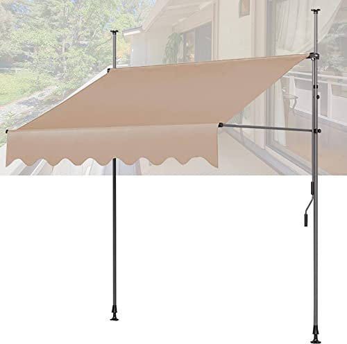 REALN Einziehbare Manuelle Markise, Klemmmarkise Mit Handkurbel, Gelenkarmmarkise, Ohne Bohren, HöHenverstellbar, Geeignet FüR Jede TüR Und Jedes Fenster (Color : White b, Size : L:2.5m/8.2ft)