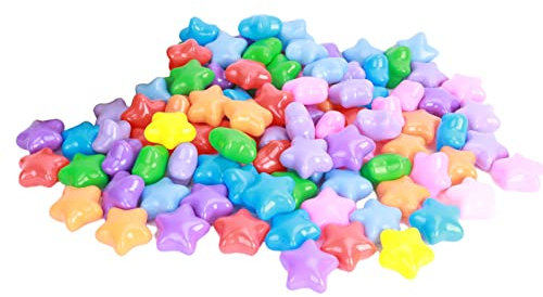 ohfruit 100Pcs Ball Pit Balls, Pentagram/Heart Ocean Balls, BPA Free Plastic Pool Ball Toys, Kids Play Tent Filler Indoor Outdoor Toy Random Color Star