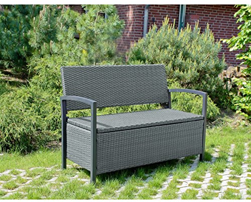 Gartenbank mit Truhe Truhenbank Bank Parkbank Auflagenbox Kissentruhe Gartensitz
