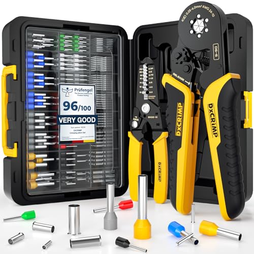 DxCRIMP Set di Pinze Puntalini, Pinza Crimpatrice Capicorda,con 21 tipi di Puntalini isolati e non isolati,Connettori Elettrici 0,25-6mm² Pinza Puntalini Esagonale,Pressatrice Multistrato,Criming Tool