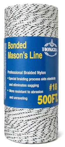 HONGDA Professional Masonry String Lines, 500 Feet #18 Bonded Braided Nylon Mason Line, Durable and Versatile String for Masonry, Construction, Gardening, and DIY Projects