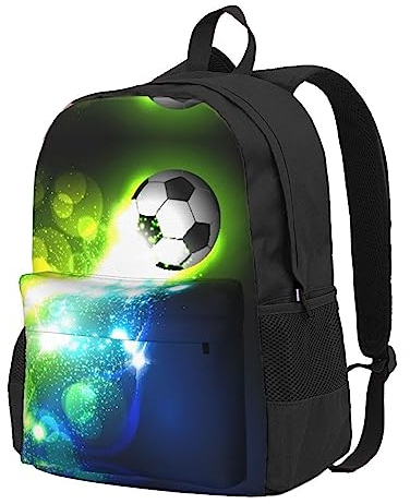 KoNsev Cooler Fußball-Laptop-Rucksack – stilvoll, langlebig und bequem, Schwarz , One size