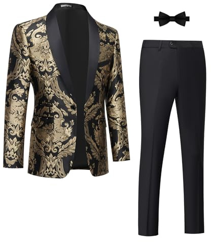 Mgnaie Tuxedo Suits for Men 2 Piece Slim Fit Mens Suit Set Floral Blazer Jacket Suit for Party