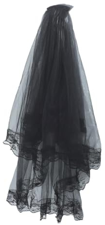 HAPINARY Schwarzer Zweilagiger Spitzen Schleier Mit Haarkamm Für Cosplay Hochzeit Fotografie Eleganter Brautschleier Aus Weichem Tüll 31.50X51.18In