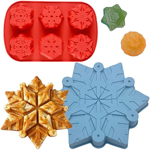 HGSHUO Schneeflocke Silikonform Backform Weihnachten Kuchenform Silikon Kuchenbackform Schokoladenformen Weihnachten Form Mousse Soap Silikonformen Motivbackformen 2 Stück