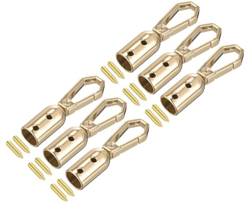 QUARKZMAN 6 Stück Kordel Endkappen Schmuck 8mm/0,32 Kordelenden Quetschperlen Trommel Perlen Schnur mit Schrauben Seilendkappe Quasten Kappen für DIY Tassel Schmuckherstellung Tasche Gold