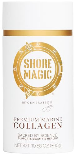 Shore Magic Premium Marine Kollagen Pulver mit hydrolisierten Peptiden Typ I II III und IV für Frauen und Männer aus Wildfischen gewonnen, zertifiziert Halal und koscher unaromatisiert - 30 Tage