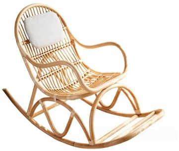 MoBShiK Outdoor-Schaukelstuhl, Robustes Gestell, Rattan-Loungesessel mit Kissen, geeignet für Hinterhof, drinnen und draußen, Balkon