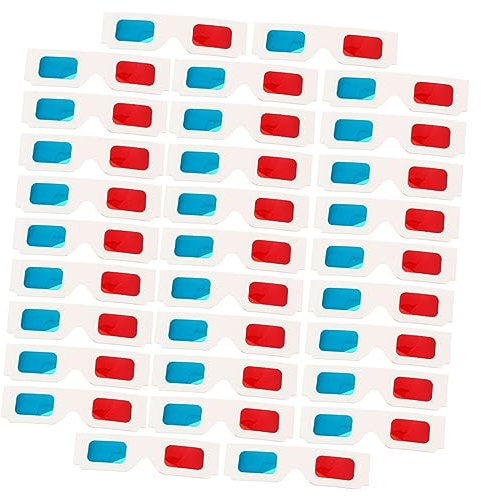 Homoyoyo 60 Piezas Set de gafas 3D desechables rojas y azules. gafas de papel 3d gafas 3d rojo azul anteojos papel de gafas 3d gafas 3d anáglifo televisión lente Accesorios juego de gafas