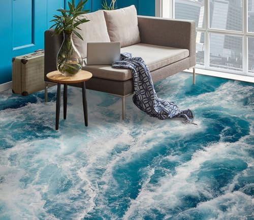 Benutzerdefinierte Boden Wasserdichte Stereo-Aufkleber 3D blaues Meer 3D-Bodenfliesen Aufkleber Bodenbelag Tapete Wandbild PVC Wasserdicht selbstklebende Tapete Wohnkultur,350 * 245cm