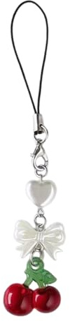 OralGos Handcrafted Cherry Phone Charm Cute Phone Chain Strap Lanyard Backpack Pendant for Bag Key