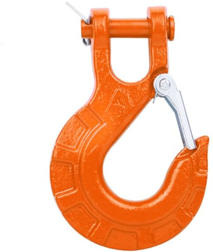 Winch Hook 3/8,Heavy Duty geschmiedeter Stahl Grade 70 Sicherheitsriegel Winch Hook Clevis Slip Hook mit Sicherheitsriegel Max 35,000 lbs für Winch Rope, ATV, UTV, Off Road Vehicle (Orange)