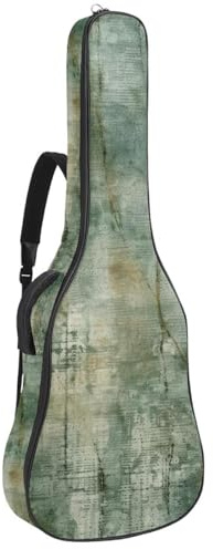 Akustikgitarrentasche 40/41/42 Zoll, wasserdichte Gitarren Gigbag mit Schutzschicht und mehreren Taschen, Grün Vintage Melierte Textur, Mehrfarbig Nr. 01, 42.9x16.9x4.7 in, Gitarrentasche