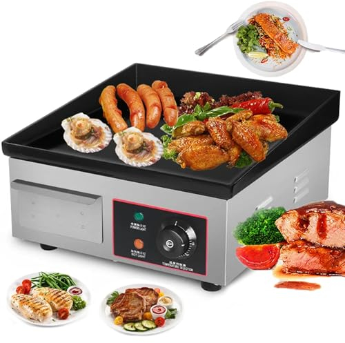 Piastra Elettrica Commerciale Da Banco In Acciaio Inossidabile Caldo, Piastra Elettrica Smaltata, Bistecca Teppanyaki Antiaderente, Padella Per Barbecue, Per Esterni, Temperatura Regolabil(Size:3000w)