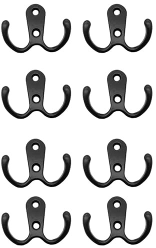 KGDUYC Ganci appendi cappotto - 8 Pezzi Ganci Appendiabiti da Parete, Ganci Appendiabiti Doppi, Ganci Appendi Muro con Viti per cCappotto, Sciarpa, Asciugamano, Borsa, Chiave - Nero