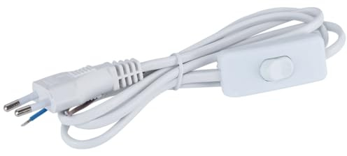 Schalter mit Kabel von 2 x 0,75 m² und 1,5 m Länge, ideal für elektrische Installationen. Das weiße Design passt Sich jedem Raum an, kombiniert Funktionalität und Ästhetik.