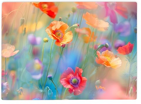 Shopagift Wildflowers Blossom Flower Floral Glass Chopping Board Large Kitchen Worktop Saver 39cm x 28cm
