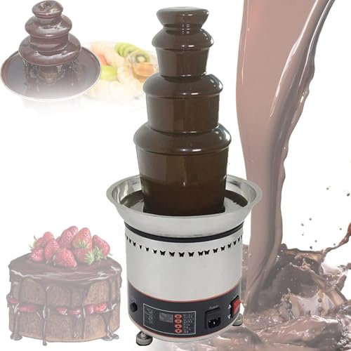 Máquina De Fuente De Chocolate, Fondue De Chocolate Comercial De Acero Inoxidable De 4/5 Niveles, 30-150 ℃ Máquina Eléctrica para Derretir Chocolate Calentamiento De Pasteles, Tienda, Hotel, Casa