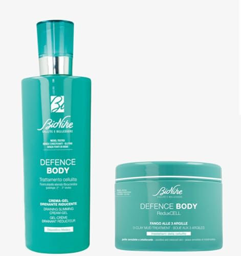 Bionike Defence Body - Set Crema-Gel Trattamento Anti-cellulite, Azione Drenante e Riducente, 400 ml + Reduxcell Fango alle 3 Argille, Azione Rimodellante e Tonificante per Pelli Sensibili, 500 ml