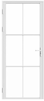 Vente-unique SEROTO - Bloque de puerta reversible de aluminio y vidrio templado - 204 x 73 cm - Blanco