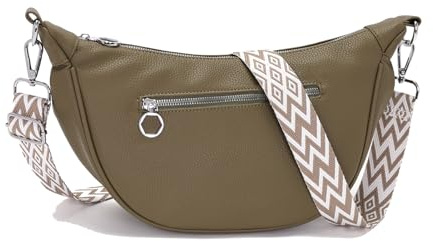 Vezluax borsa a tracolla impermeabile per donne marsupio donna elegante borsa a mezzaluna in PU Pelle borsa crossbody donna con vari scomparti interni verde