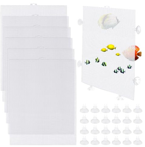 OLYCRAFT 4Pcs Fish Divider 33.5x26cm Aquarium Suction Cup Filter Bottom Tray Cuttable Separator for Mixed Breeding