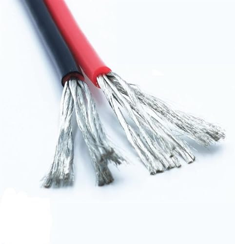 BULINO Cavo Elettrico in Silicone Morbido Resistente al Calore, 12AWG 14AWG 16AWG 22AWG 24AWG, 1 Metro Nero + 1 Metro Rosso for l'elettronica (Dimensioni: 1 m, Colore: 20 AWG)(12 Awg)