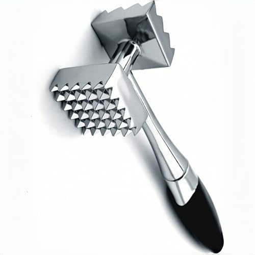 KISPATAI Meat Tenderizer,Dual-Sided Nails Meat Mallet,Convenient Meat Tenderizer Hammer for Steak,Chicken,Fish,Pork,Good Grips,Double Side,Heavyweight Metal Meat Tenderiser