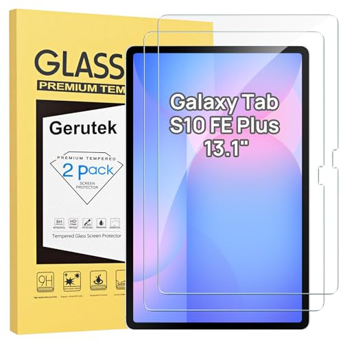 Gerutek 2 Stück Panzer Schutz Glas für Tab S10 FE Plus/S10 FE+ 2025 (13,1 Zoll), 9H Härte Anti-Kratze Schutzfolie, HD-Klar Anti-Bläschen Displayschutz für Galaxy Tab S10 FE+ Plus | Tab S10 FE+, gehärtetes Glas, ultraklar, kratzfest, Härtegrad 9H