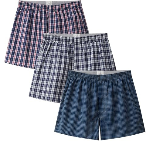 Cinvik Mens Boxers Funny Boxer Shorts Cotton Retro Blue Checkered Boxers Sleep Pajama Boxer Tapered for Men XL