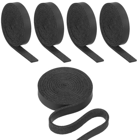 PATIKIL 8mm Cordino in Pelle, 5Pz 5m L, Striscia di Cuoio PU Cordoncino in Pelle Piatto Monofacciale per Artigianato Collane Bracciali Cinturini Borse Creazione Gioielli, Nero