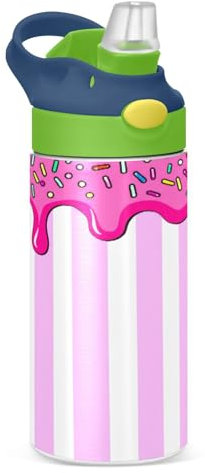 JUMBEAR Bouteille d'eau isotherme pour enfants avec couvercle à paille - En acier inoxydable - Pour garçons et filles - 350 ml