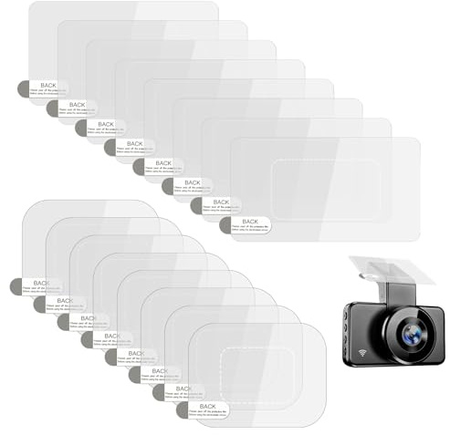 BOHUIZ 16 Pcs Electrostatic Film for Dash Cam, Clear Sticker Shield for Windshields Reusable Double-Sided Adhesive Pad Prevent Scratching and Falling Clear Static Cling Films for Mounting DashCam