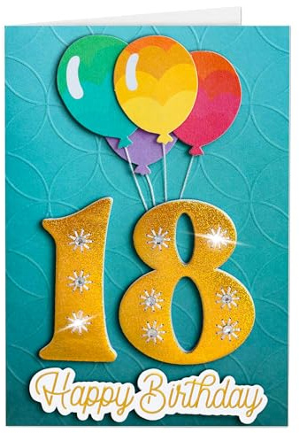 Joli Coon Geburtstagskarte 18 SIGNATURE 3D, mit FinePaper Kuvert | 350g Designerpapier, Fine-Paper-Kuvert, goldener Siegelsticker, für persönliche Geburtstagswünsche, Premium-Papeterie