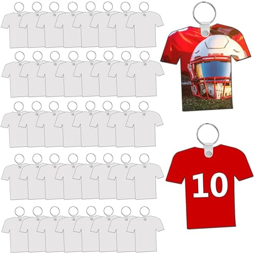 Juego de 40 llaveros de sublimación de metal para transferencia de calor, llavero de tablero para 3 formas en blanco, casco, camisa, transferencia térmica, talla única, como se describe, como se