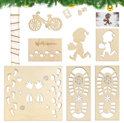 IIRC Wichtelschablone Fußabdrücke, Wichtel Schablone Fenster, Wichtel Zubehör Weihnachten für Böden, Fensterdekoration