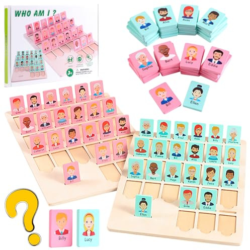 DOWNDRIFT Wer Ist Es Spiel, wer ist es Lustiges Ratespiel Brettspiel, Guess Who Game, wer Bin ich Spiel Classic Guess Game für Familien Erwachsene und Party reisespiele