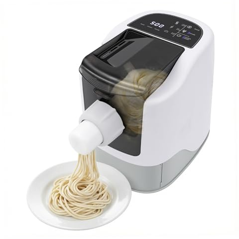 Macchina per pasta elettrica da 220 V, 34,5 x 19,5 x 26 cm, in acciaio inox 304, capacità 500 g, motore in rame pieno, per la preparazione di pasta sottile, pasta rotonda spessa