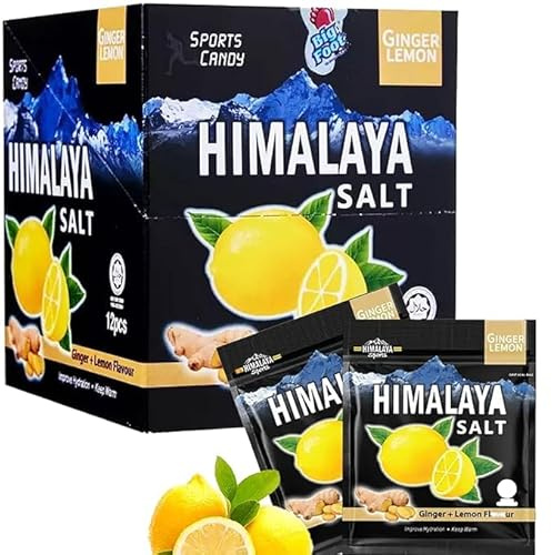 Himalaya Salt Sports Candy – Bonbons Salés Sport Gingembre Citron - 12 Sachets de 15g - Confiserie Énergétique Rafraîchissante - Naturels Piquants