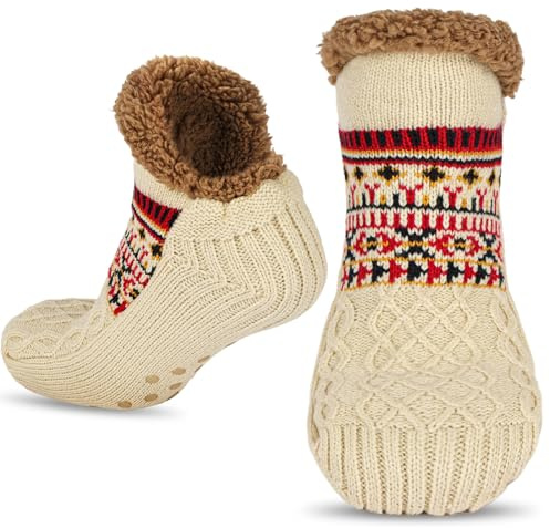 flintronic 1 Paia Calzini a Pantofola per Donna e Uomo, Morbidi e Caldi, Comodi, Caldi Calzini Foderati in Lana, Antiscivolo per Interni