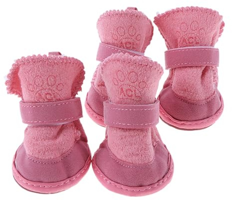 Hundeschuhe Pfotenschutz,Hundeschuhe Kleine Hunde,Plüsch Hundestiefel,Hundeschuhe Winter,Hund Schneestiefel,Hunde Schuhe Anti Rutsch,Schneestiefel für Haustiere für kleine,Sport im Freien (Rosa 2)