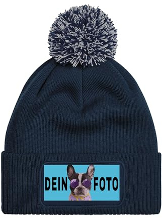 NIMAMA Personalisierte Mütze Beanie mit Foto Bedrucken Lassen - Strickmütze Wintermütze als Geschenk für Herren & Damen selbst gestalten - Werbegeschenke mit eigenem Logo für Firmen & Vereine