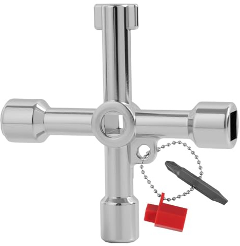 7 in 1 Utility Key, Panel Key, Universal Electric Meter Box Key, Multi Functional Cross Zinc Alloy Cabinet Keys Set with Square Triangle, Wrench Tool for Gas Water Electric Control Cabinets Valves